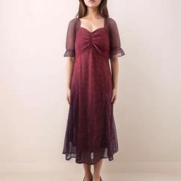 Zink London Maroon Straight Fit Embellished Dress-picture-1