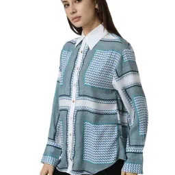 Van Heusen Blue Regular Fit Printed Shirt image 3