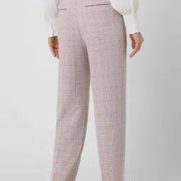 Van Heusen Pink Regular Fit Checks Trousers image 2