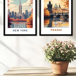 Kotart Blue & Orange 2 Pieces Travel Wooden Wall Arts-picture-18