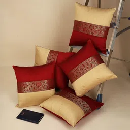 DECOWAT Maroon 5 Pieces Jacquard Pure Silk Other Cushion Covers-picture-28