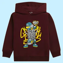 NUSYL Full Sleeves Skateboard & Typography Printed Unisex Hooded Sweatshirt - Burgundy-picture-22