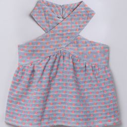 Taffykids 100% Cotton Sleeveless Polka Dots Embroidered Top - Multi Colour-picture-26