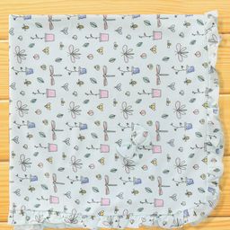 CUCUMBER Interlock Knit Towel With Bees & Insects Print L 82 x B 80 cm - Light Blue-picture-5
