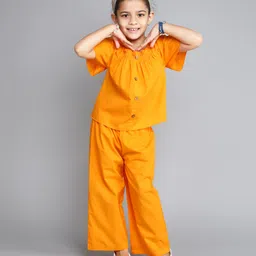 The Magic Wand Cotton Half Sleeves Solid Top & Coordinating Pant Set - Orange-picture-13