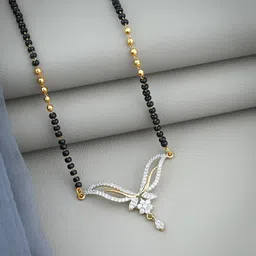 Wynona Gold-Plated American Diamond Studded & Beaded Mangalsutra-image-2