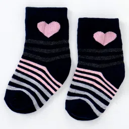 cute walk by babyhug Cutewalk By Babyhug Anti Bacterial Ankle Length Non Terry Socks Heart Design Pack of 5 - Multicolour image 2