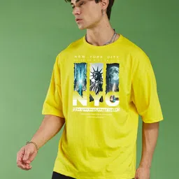 MaverIQ Men Graphic Printed Round Neck Cotton Oversized T-shirt image 5