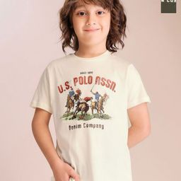 U.S. Polo Assn. Kids Boys Pack Of 2 Printed Round Neck Pure Cotton Regular Fit T-shirts-picture-37