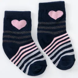 cute walk by babyhug Cutewalk By Babyhug Anti Bacterial Ankle Length Non Terry Socks Heart Design Pack of 5 - Multicolour image 3