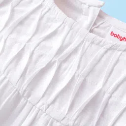 Babyhug Rayon Gathered Half Sleeves Woven Top With Fabric Manipulation - White image 3