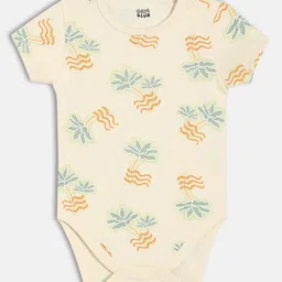 MINI KLUB Cotton Knit Pack Of 2 Half Sleeves Tropical Theme Printed Onesies - Pink & Orange image 4