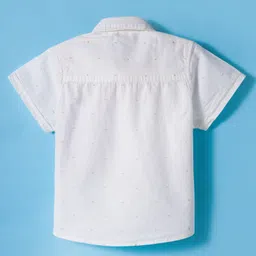 ToffyHouse Cotton Knit Half Sleeves Solid Party Shirt & Shorts Set With Bow Suspender & Cap - Tan & White image 3