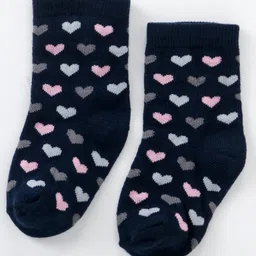 cute walk by babyhug Cutewalk By Babyhug Anti Bacterial Ankle Length Non Terry Socks Heart Design Pack of 5 - Multicolour image 4