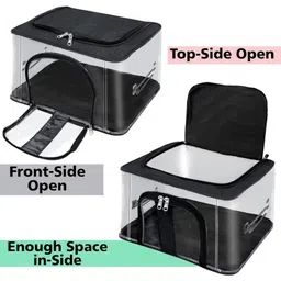 Storite 5 Pack Nylon 33 L PVC Transparent Moisture Proof Storage box for Clothes Closet Wardrobe Organizer Bag for Clothes Saree Bags with Carry Handle - (Black ) image 4