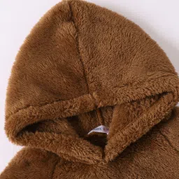 Mark & Mia Full Raglan Sleeves Fur Hooded Sweatshirt With Panda Patch - Brown image 4