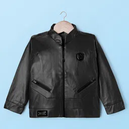 Dapper Dudes Full Sleeves Shield Applique Detailed Jacket With Tee - Black image 4