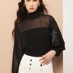 her by invictus Sheer Tie-Up Neck Top-picture-22