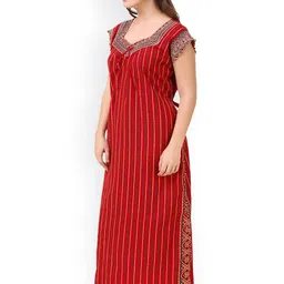 Masha Red Striped Maxi Nightdress NT-A128-898 image 4