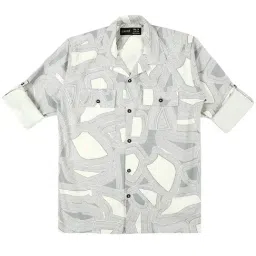 Cavio Kids Grey Cotton Printed Shirt-picture-36