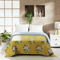 Bianca Monarca Yellow & Blue Fabric 152 TC 120 GSM Double Dohar-picture-42