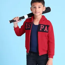 U.S. Polo Assn. Boys Orange Full Sleeves Hood Sweatshirt-picture-36