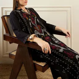 Indo Era Black Printed Straight Kurta image 5