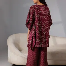 Libas Burgundy Cotton Ethnic Motifs Pyjama Sets image 2