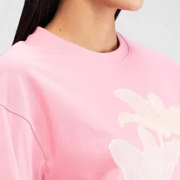 Spykar Pink Printed Oversized T-Shirt image 5