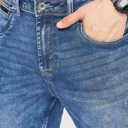 Sf Jeans By Pantaloons Light Blue Cotton Slim Fit Distressed Jeans image 5