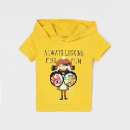 Juniors by Lifestyle Boys Mustard Cotton Printed T-Shirt-picture-38