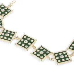 OOMPH Green & Pink Meenakari & Kundan Ethnic Hair Chain Pack of 2 image 5