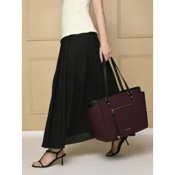 Accessorize London Burgundy Textured Tote image 2