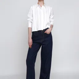 Cover Story White Cotton Solid Regular Fit Top image 5