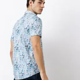 Spykar Blue 100% Cotton Slim Print Shirt image 2