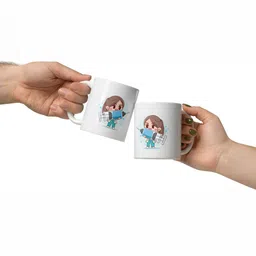 Mr UVD Off White & Blue Printed Ceramic Matte Mugs Set of Cups and Mugs image 3