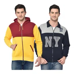 Vimal Jonney Yellow & Navy Hooded Sweatshirt - Pack of 2-picture-17