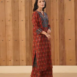 Love Chic Ajrakh Straight Kurta with Cowrie shells image 5