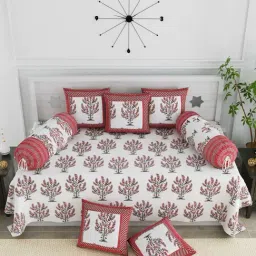 Living Roots Multicolor Jaipuri Printed Cotton Diwan Set Of 8 Pieces-picture-11