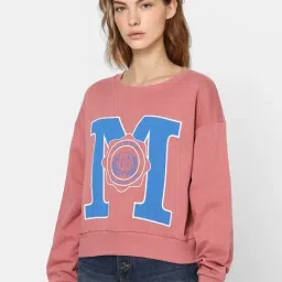 Only Blush Pink Printed Cotton Sweatshirt-image-98