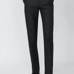 Peter England Black Slim Fit Checks Trousers-picture-40