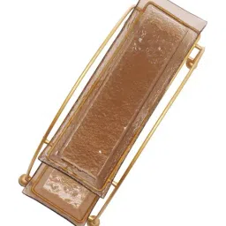 troveas Trovea's Brown Glass & Aluminium Serving Tray image 4