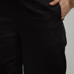 VIRGIO Black Regular Fit Solid Pants image 5