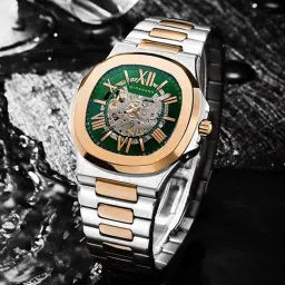 Giordano Dual-Tone Skeleton Automatic Stainless Steel Watch with Gold Accent Case for Men- GZ-50114 image 5