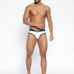 BASIICS by La Intimo White Blended Relaxed Fit Striped Briefs (Pack Of 2) image 5