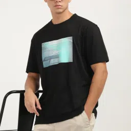 Calvin Klein Jeans Black Cotton Regular Fit Printed T-Shirt image 5