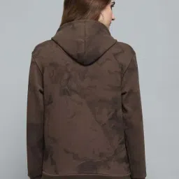 Monte Carlo Women's Dark Brown Printed Hooded Neck Full Sleeve Sweatshirt image 4