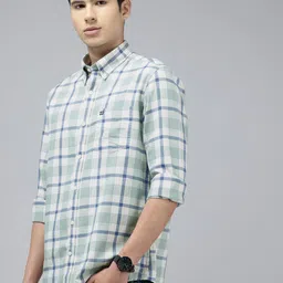 Arrow Manhattan Slim Fit Self Checked Button-Down Collar Pure Cotton Casual Shirt image 4