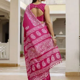 KALINI Pink Cotton Blend Printed Sarees image 2