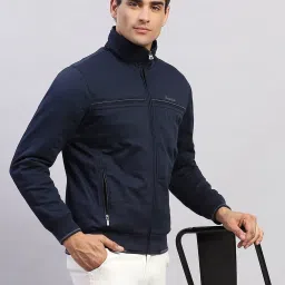 Monte Carlo Navy Blue Cotton Regular Fit Jacket image 5